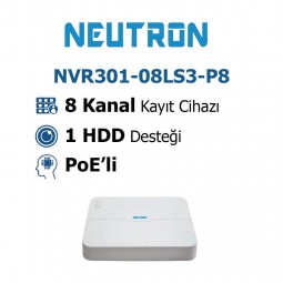 Neutron NVR301-08LS3-P8 8 Kanal 8 PoE'li Nvr Kayıt Cihazı Neutron NVR301-08LS3-P8 8 Kanal 8 PoE'li Nvr Kayıt Cihazı